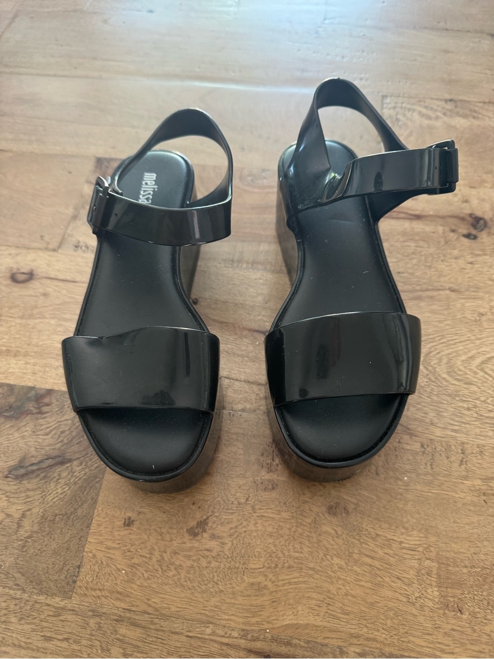 Melissa Black Patent Platform Sandals